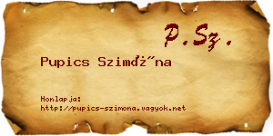 Pupics Szimóna névjegykártya